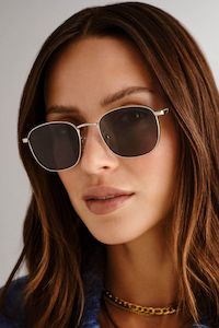 Clothing: Neptune Deux Gold Round Metal Sunglasses