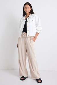 Havana Soft Ivory Drop Shoulder Denim Jacket