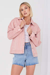 Clothing: Always Mushroom Pink Denim Jacket