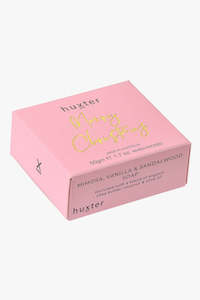 Merry Christmas Mini Boxed Guest Soap Pale Pink Mimosa, Vanilla + Sandalwood 50g