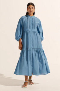 Clothing: Allure Adriatic Front Button LS Maxi Dress