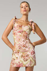 Clothing: Vaughn Pink Vintage Floral Tie Mini Dress