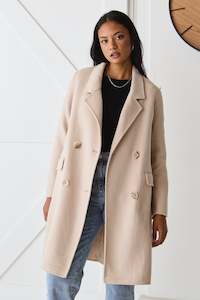 Clothing: Stockholm Taupe Wool Blend Double Breasted Coat