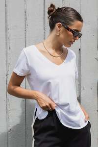 Clothing: Respect Relaxed White V Neck Organic Tee