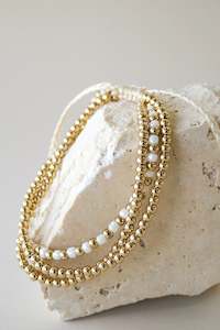 Triple Bead Gold White Gold Bracelet