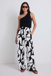 Metropolitan Black White Cutout Print Wide Leg Pants