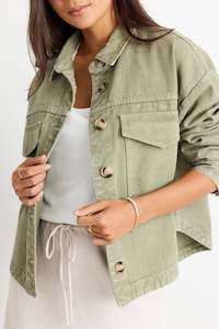 Clothing: Echo Khaki Patch Pocket Denim Jacket