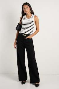 Zoey Black Tailored High Rise Wide Leg Pocket Pants