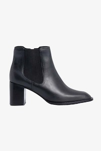 Eleanore Heeled Black Leather Chelsea Boot