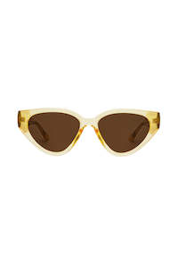 Fly Girl Oval Cateye Yellow Framed Sunglasses with Brown Lens