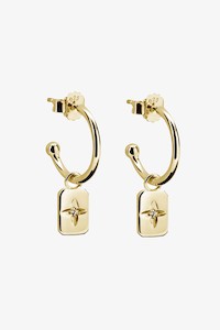 Clothing: Clover Rectangle 18k Gold Plated EOL Earrings