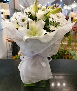 florist choice white arrangement