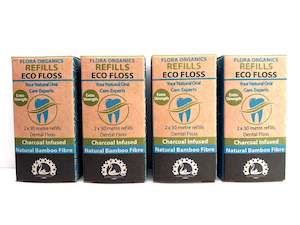 Eco Dental Floss - Bamboo Fibre - EIGHT Refills  - [ 4 x TWIN PACK ]