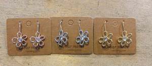 Ear Mints Cubic Open Petal Flower French Hook Earrings 3034