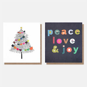 Caroline Gardner - Tree / Peace Love Joy 8 Pkt - Christmas Card Pack