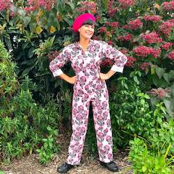 Flouncy Womens Overalls New Florals: Pink Protea Overalls