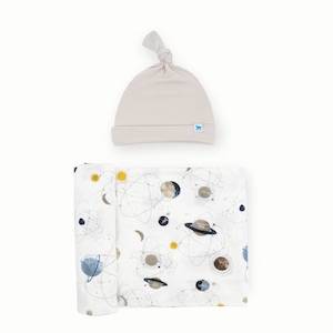 Stretch Knit Hat & Swaddle Set - Planets