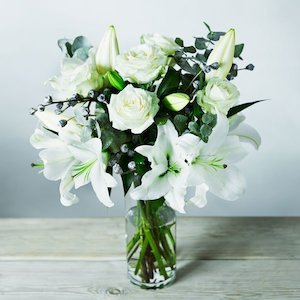 White Christmas Lily Bouquet