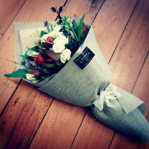 Vintage bouquet in hessian