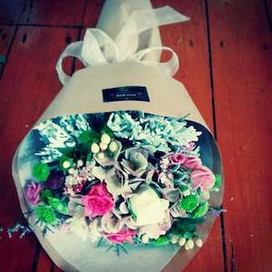 Vintage Posy In Brown Paper roll wrap