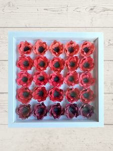 Florist: Red paper flower shadow box