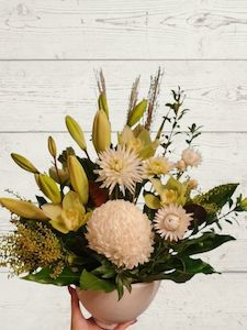 Florist: White and Green palette arrangement