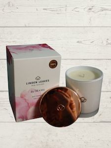 Florist: Pink petal candle – linden leaves