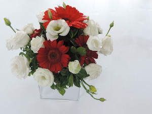 Red and White Table Arrangement