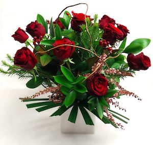 Red Roses in a Keepsake Container