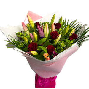 Fragrant Fantasy Pink Lily & Red Rose Floral Bouquet