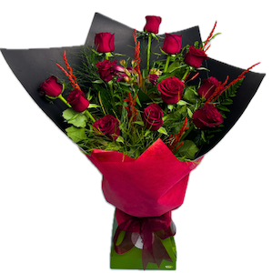 One Dozen Red Roses Floral Bouquet