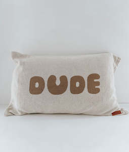 JERSEY COTTON PILLOWCASE - DUDE - Natural / Olive