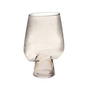 Lianne Ribbed Glass Vase Taupe