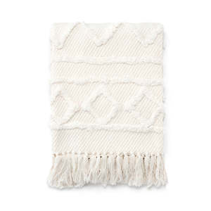 Zig Zag Cotton Throw Off-White