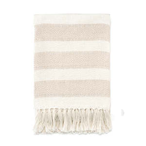 Gift: Striped Cotton Throw White-Taupe