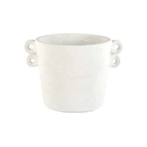 Double Handle Cement Planter White / Black