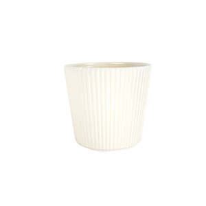 Ribbed Ceramic Planter White