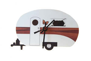 Clothing: Ian Blackwell mini Kiwi clock Caravan