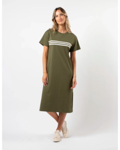 Stella + Gemma MAXIE T-SHIRT DRESS - Khaki white stripes