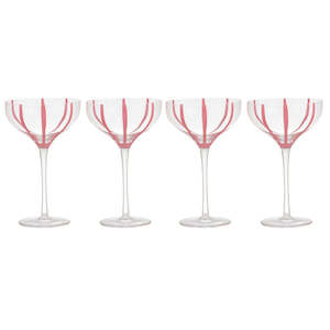 Ladelle stripe pink  Coupe glasses 4pk