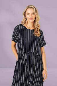 Lemon Tree Monroe dress Navy Stripe