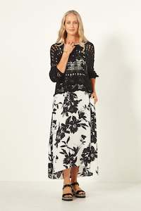 Lemon Tree Lana Dress Blk and white print