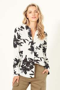 Clothing: Lemon Tree Gabriela Top Black white print only on line