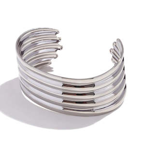 Clothing: Flying Saucers multi layer Bracelet silver