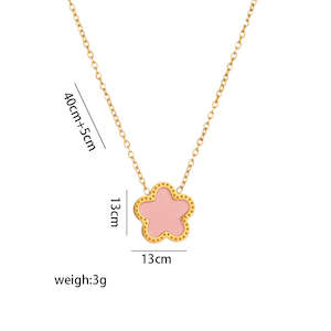 Flying Saucers Flower pink 18 k Gold plated necklaces black