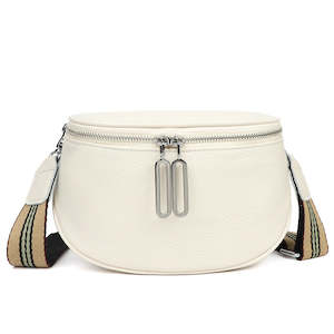 Clothing: (Sassy Duck Lilly leather off white  cross body bag Slate