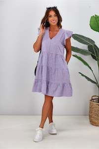 Clothing: PHILLIPA DRESS - BLUE/PINK GINGHAM Sass