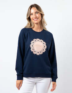 Stella +Gemma CLASSIC SWEATER - NAVY WITH BLUSH DOILY