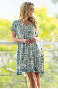 Hannah dress blue/ green