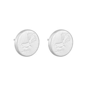 Little Taonga round fantail earrings silver